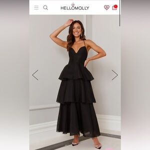 Hello Molly mysterious beauty tiered maxi dress black